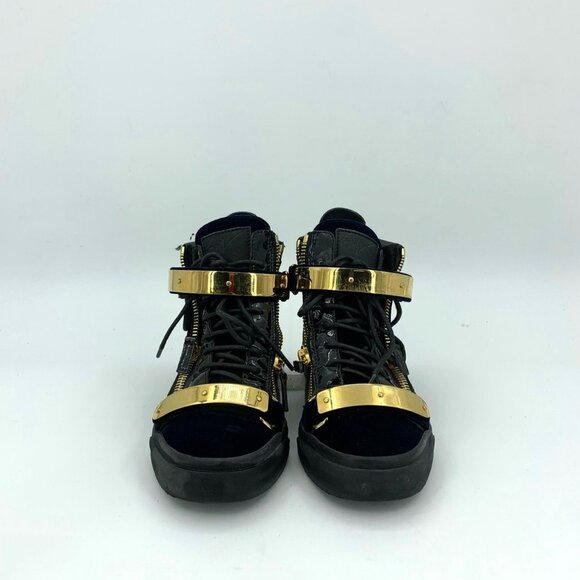 Giuseppe Zanotti Womens Black & Gold Three-Zip High Top Sneakers Size 36.5 Made - Picture 3 of 7